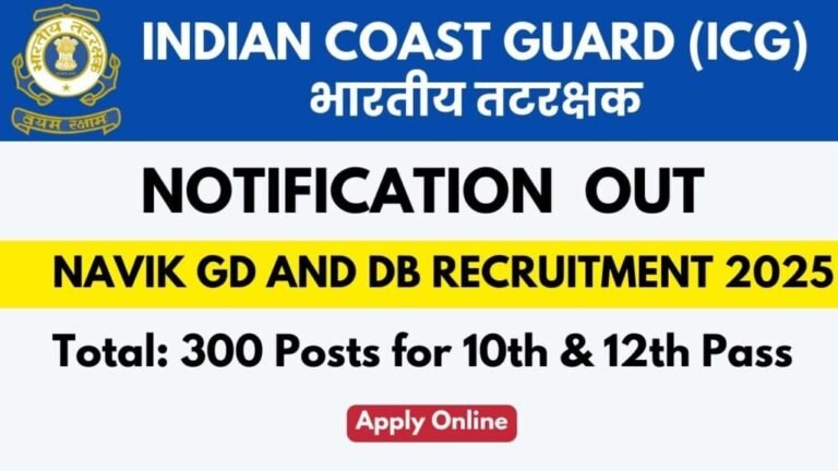 Coast Guard Navik GD DB Recruitment 2025