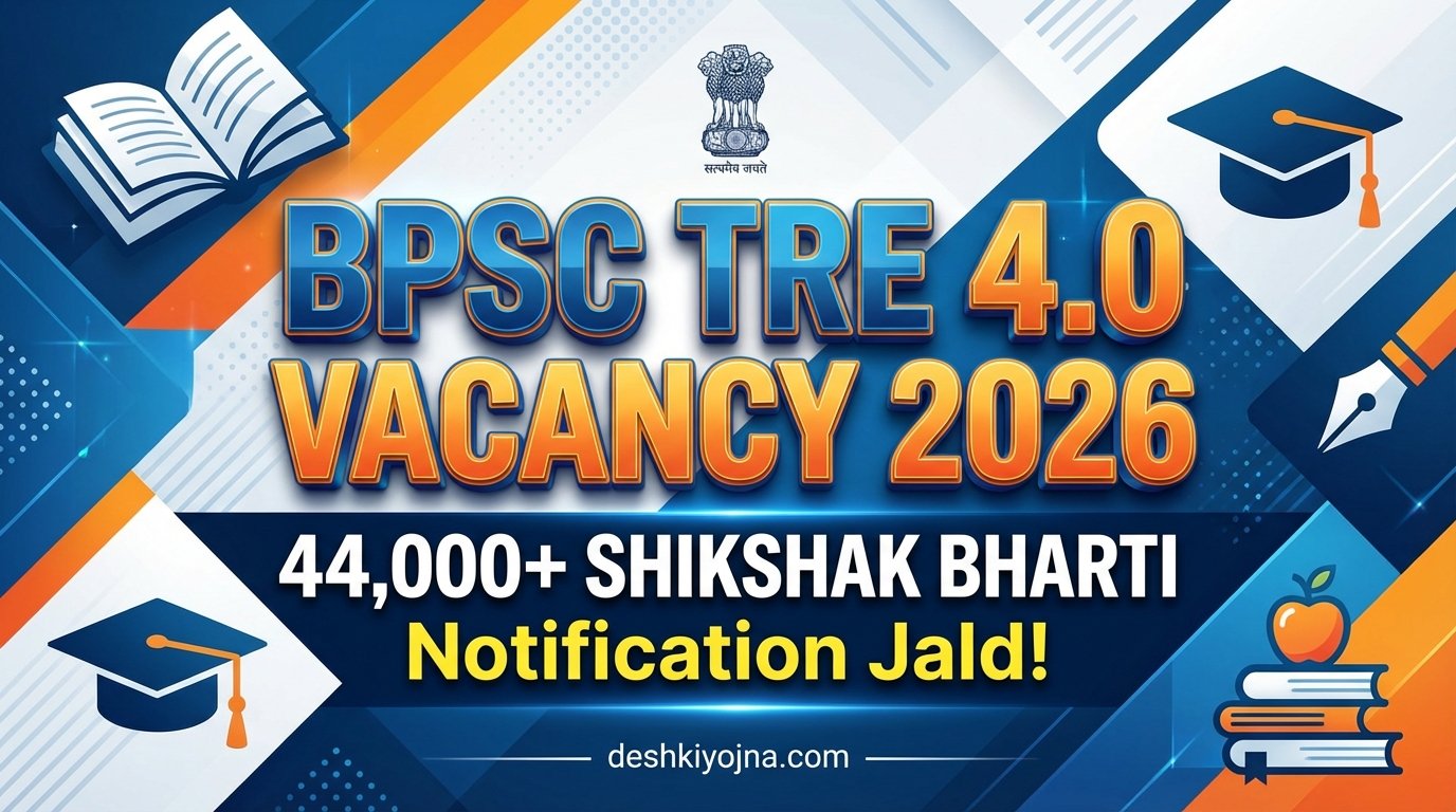 BPSC TRE 4.0 Vacancy 2026 notification details for over 44,000 teacher (Shikshak) posts in Bihar.